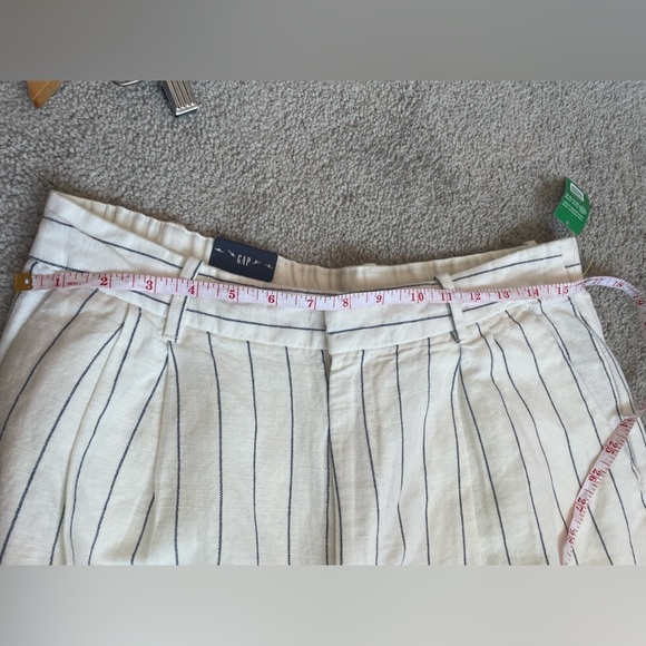 NWT GAP|| High Rise Linen-Cotton Trousers, Pleated Striped Pants Size 10 - Picture 4 of 12